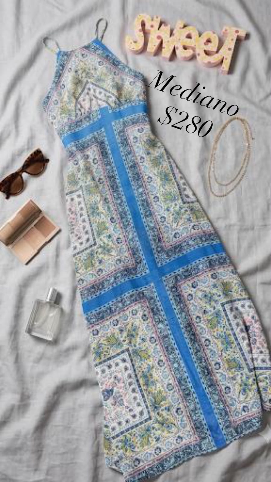 Vestido azul estampado
